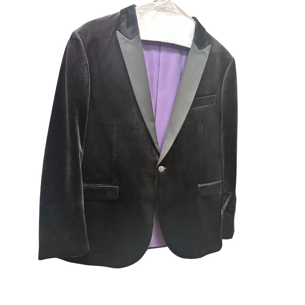 NEW Men's Mark of Distinction Black Velvet prom tuxedo dinner jacket  44S